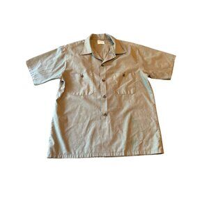 Vintage Big Mac Green Short-Sleeve Button-Up Work Shirt 65% Polyester 35% Cotton